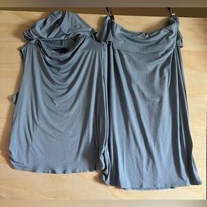 NWT Wild Fable teal Thick Waist Stretch Knee Length Skirt /Shirt Set size 3X